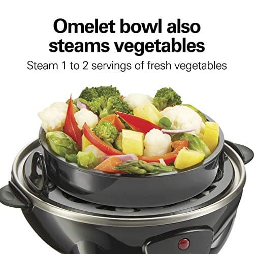Hamilton Beach 3-in-1 Electric Egg Cooker for Hard Boiled Eggs, Poacher Eggs, Omelet Maker & Vegetable Steamer, Holds 7, Black (25507) 5