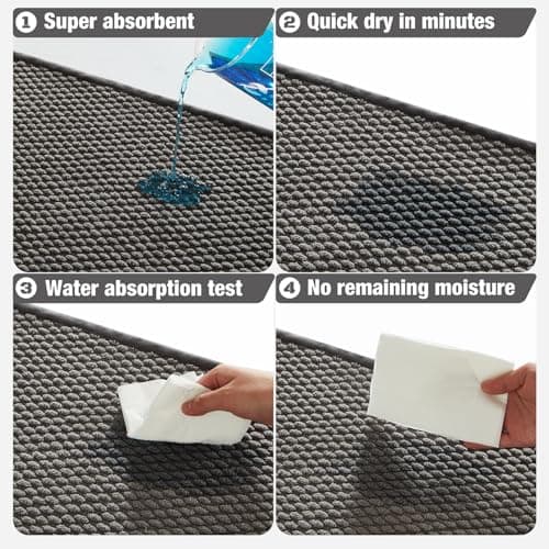 TYUU Bathroom Rugs Non Slip Washable, Super Absorbent Thin Bath Mat Small Quick Dry Low Pile Bathroom Rug, Dark Grey 16"x24" 8