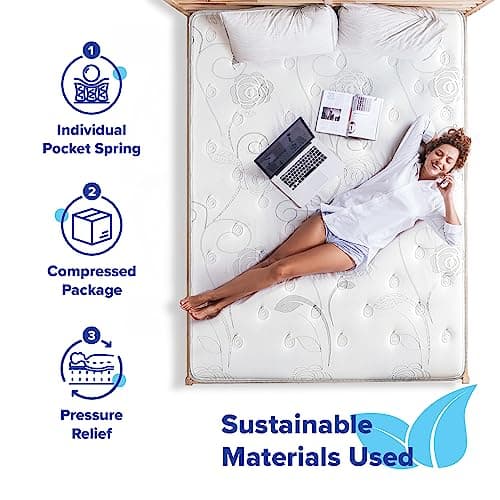 Olee Sleep Queen Mattress, 13 Inch Hybrid Mattress, Gel Infused Memory Foam, Pocket Spring for Support and Pressure Relief, CertiPUR-US Certified, Bed-in-a-Box, Firm, Queen Size 5