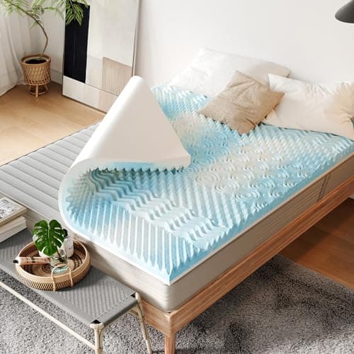 LINSY Living 7 Zones Twin Mattress Topper, 3 Inch Cooling Gel Infused Memory Foam, Soft Foam Mattress Topper Twin, Twin Size Bed Topper, CertiPUR-US Certified