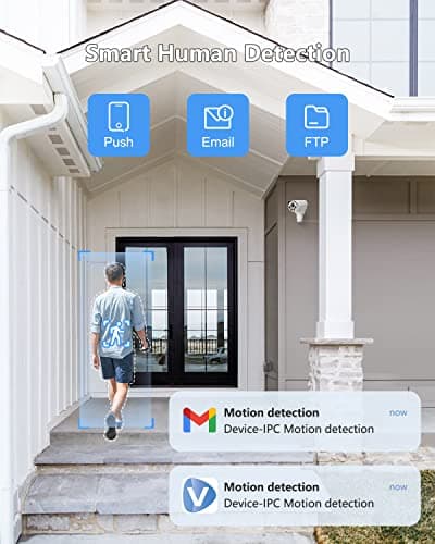 Jennov POE Camera Outdoor 5MP(2592x1944) HD IP PTZ Security Camera with 5X Optical Zoom, 260° Pan-Tilt View, 68ft NightVision, Human Detection, Mic/Audio, IP66 Weatherproof, Videolink APP 5
