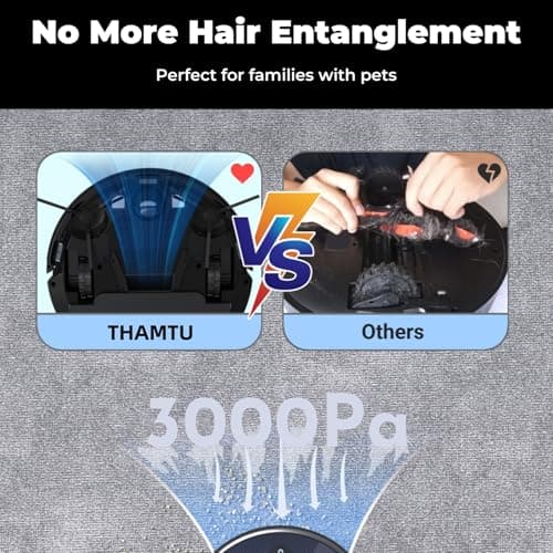 Thamtu Robot Vacuum Cleaner with Smart Navigation, Powerful Robotic Vacuum Cleaner and Mop for Pet Hair, APP Control, Carpet,Voice Control, Hard Floor, Auto-Recharge 9