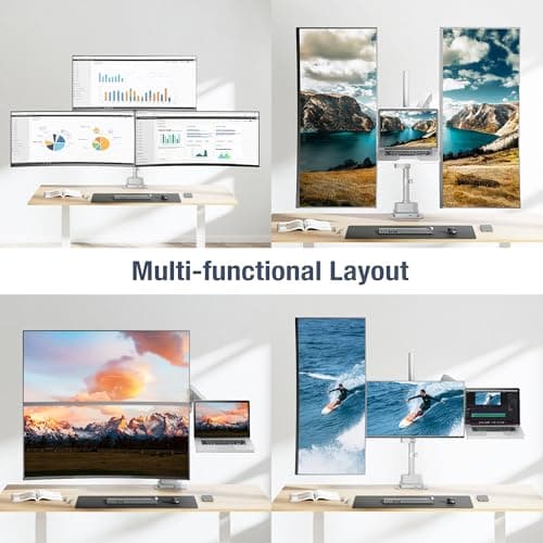 AVLT Laptop & Dual 40 Inch Stacking Monitor Arm Pole Top Mount with USB-C USB-A Ports-Gray, Supports 26.4 lbs (12kg), Ultrawide Screen Fit, VESA Compatible, Multi-Screen, Ergonomic Workspace Upgrade 6