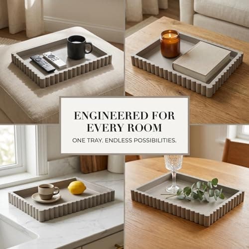 OAKOA Concrete Decorative Tray for Coffee Table Tray Decor - Ottoman Tray for Living Room - Bandejas Decorativas - Table Trays Decorative - Coffee Table Centerpiece 6