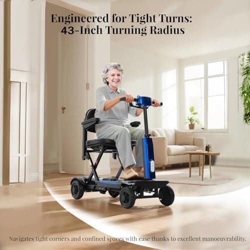 MobiCyc 20/30 Miles Range 4 Wheel Mobility Scooter for Seniors & Adults, 46 lbs Ultra Lightweight Folding Electric Powered Wheelchair w/Lithium Batteries - All Terrain Motorized, with Basket, Compact 6