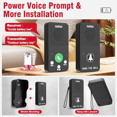 CallToU Full Duplex Intercoms Wireless for Home for Seniors & Caregivers - 500FT Long Range, No Monthly Fee, Waterproof, Easy Install 8