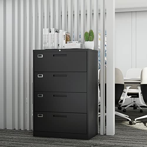 Fesbos Lateral File Cabinet with Lock, 4 Drawer Large Metal Filing Cabinet,Home Office Lockable Storage Cabinet for Hanging Files Letter/Legal/F4/A4 Size-Assembly Required 8