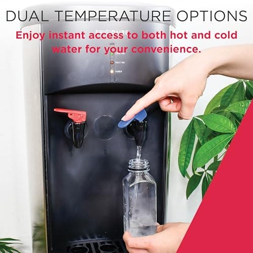 Frigidaire Water Cooler Dispenser, Top Load Water Cooler for Home, Garage, Dorm, RV & Cottage, Hot & Cold Water Dispenser for 3 and 5 Gallon Bottles, Stainless Steel 6