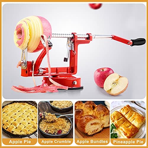 Apple Peeler Slicer Corer with Stainless Steel Blades and Powerful Suction Base for Apples Pears Potatoes(Red) 6