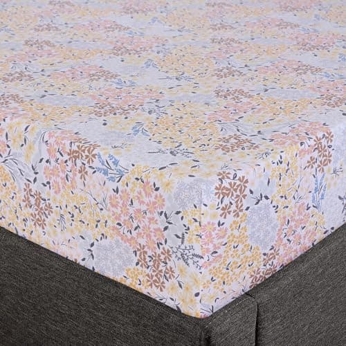 Feather & Stitch Fitted Sheet Only, 100% Cotton 300TC Lightweight Cooling & Breathable Percale Weave Fitted Sheet 16" Regular Elastic Deep Pocket Soft Bedding Mattress (King, Victorian Floral)