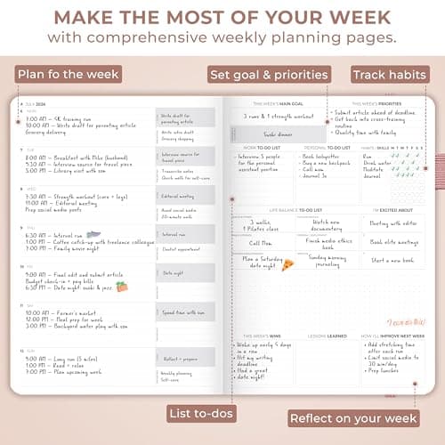 Clever Fox Planner PRO Premium Jan 2026-Jan 2027 – Luxurious Weekly, Monthly & Budget Agenda Organizer for Productivity & Reaching Goals, A4 Hardcover + Keepsake Box – Rose Gold 6