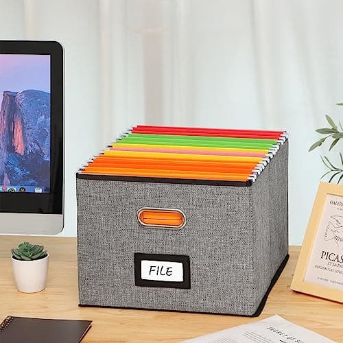 EOOUT 1 Pack File Folder Organizer, File Organizer Box, Hanging File Folder Box with Handles for Office, Home, School Storage (Dark Gray) 5