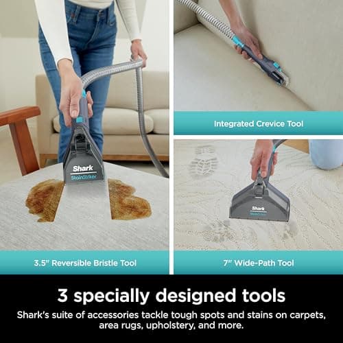 Shark StainStriker Portable Carpet, Upholstery & Area Rug Cleaner, XL Tool & Self-Cleaning, Stain & Odor Remover, Perfect for Car Interior with 3 Cleaning Tools & Solution, PX225BRN, Royal Purple 5