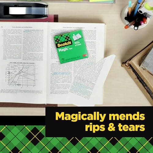 Scotch Magic Tape Desktop Dispenser, 6 Rolls of 3/4" x 1000" Each Plus 1 Desktop Tape Dispenser, Great for Repair, Wrapping and Office Applications 6