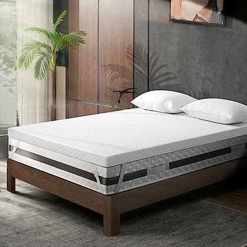 RISAR Memory Foam Mattress Topper Queen Size Bed Topper Queen 3’’ Inch High Density Mattress Cooling Gel Thick Toppers for Back Pain Relief Best Soft Bed with Washable Cover (60x80 Inch) 8