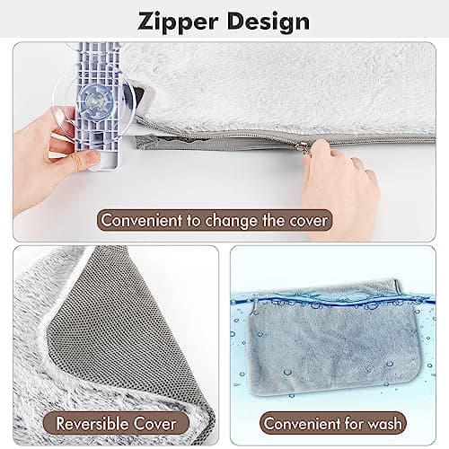 AMOSIJOY Cordless Cat Window Perch, Cat Hammock for Wall with 4 Suction Cups, Solid Metal Frame and Reversible Cover, Foldable Cat Beds for Indoor Cats 5