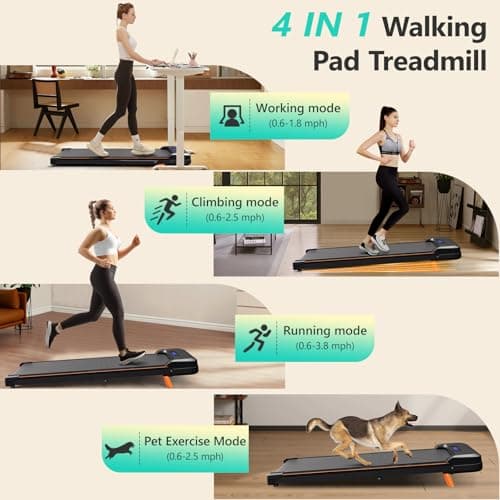Walking Pad with Incline, Portable Treadmill for Home, 4 in 1 Walking Pad Incline with Remote Control 265LB Capacity, 2.5HP Compact Treadmill with LED Display for Walking and Running 8