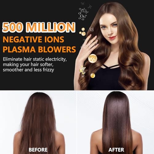 HRYCF Hair Dryer,160000 RPM Blow Dryer with High-Speed Brushless Motor for Fast Drying, Professional Ionic Lightweight Hair Dryers, Thermo-Control Low Noise with Blow Dryers Diffuser & Nozzle 5