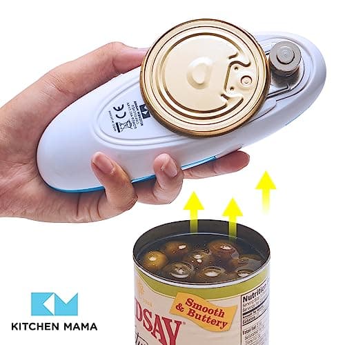 Kitchen Mama Auto Electric Can Opener: Open Your Cans with A Simple Press of Button - Automatic, Hands Free, Smooth Edge, Food-Safe, Battery Operated, YES YOU CAN (Sky Blue) 6