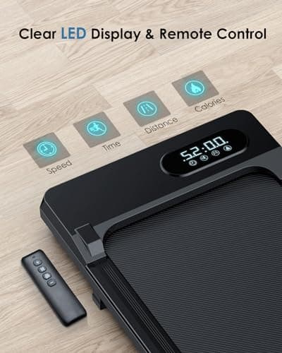 HomeFitnessCode Walking Pad, 5MPH Under Desk Portable Treadmill for Home & Office, 38.5"×15.2" Running Belt, Quiet<45dB, Remote Control, 300 LBS Capacity, Black 5