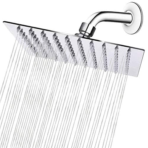 NearMoon Rain Shower Head, High Flow Stainless Steel Square Rainfall Shower, High Pressure Design, Awesome Shower Experience Even At Low Water Flow (8 Inch, Chrome Finish)