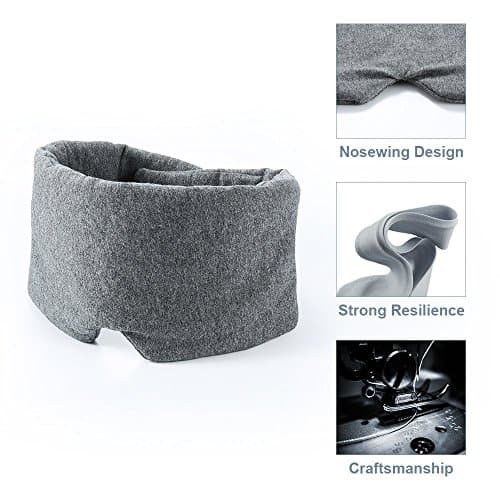 FRESHME Cotton Sleep Eye Mask for Women Men - 100% Blocking Light Travel Blindfold, Soft Zero Pressure Grey Eyes Cover with Adjustable Velcro Strap for Side Sleeper Night Sleeping, Work Nap and Yoga 7