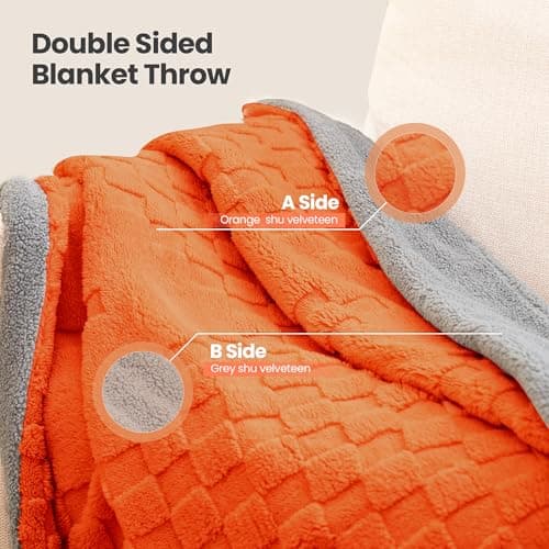 Heated Blanket, 50x60 Inch Electric Blanket, Throw Blanket with 6 Heat Settings and 1-4H Auto Off Timer, Machine Washable, Soft Flannel Fleece for Couches, Beds Office (Orange) 5