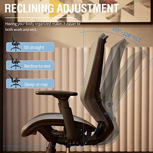 ELABEST T96 Mesh Office Chair,Ergonomic Computer Desk Chair,Sturdy Task Chair- Adjustable Lumbar Support & Armrests,Tilt Function,Comfort Wide Seat,Swivel Home Office Chair 8