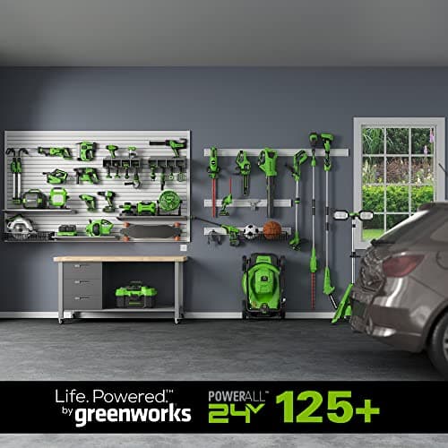 Greenworks 24V 600 PSI (0.8 GPM) Cordless Power Cleaner with (2) 2Ah Batteries, Charger, & Wash Glove, Green 7