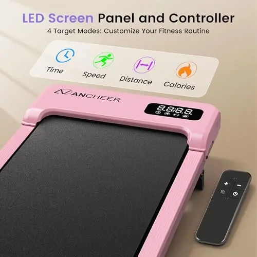 Pink Small Walking Pad Treadmill with Incline - Under Desk Treadmill with Vibration Massage Plate, 2.5HP Compact Portable Treadmills for Home Small Spaces, Office, Remote Control & LED Display 7