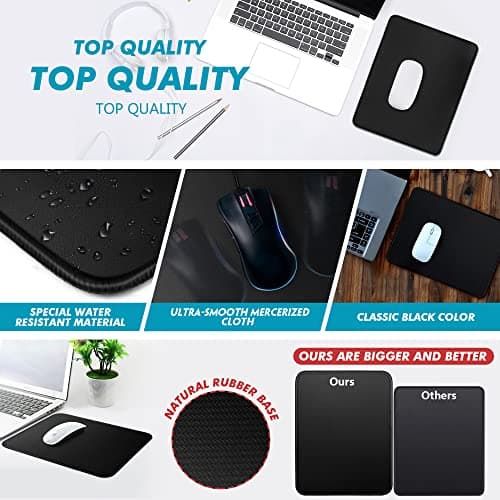 TONOS Black Mouse Pad 11 x 8.7 in. Basic Computer Mouse Pad for Desk with Stitched Edges & Non-Slip Rubber Base. Premium-Textured Mousepad for Laptop, Computer, PC, Gaming & Working (1 Pack) 5