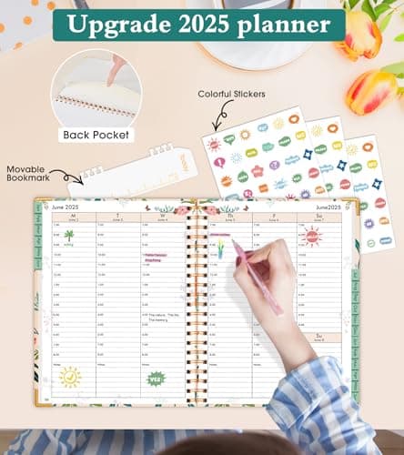 2026 Appointment Book, Hardcover Planner 12 Months Weekly and Monthly (January 2026 - December 2026), 8.5"x11" Daily Hourly Planner 60-Minute time Slots, Spiral Calendar Schedule Book for Work School Teacher Student, Orange Floral 5