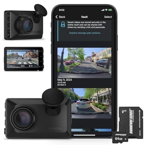 Garmin Dash Cam X110 Compact 1080p HD Camera | 140° FOV, Clarity Polarizer, Voice Control, GPS, 2.4" Display, Automatic Incident Detection Recording | Signature Series 64GB Micro SDXC Card