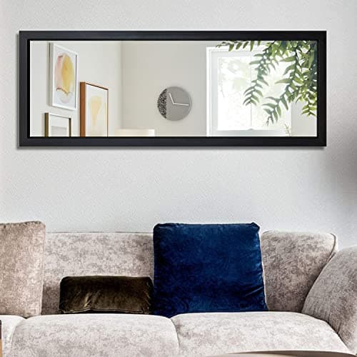 MIRUO Full Length Mirror, 44" x 16" Wall-Mounted Mirror, Mirror for Wall, Polystyrene Frame Dressing Mirror, Hanging or Leaning Against Wall for Bedroom, Living Room, Entryway, Black (No Stand) 6