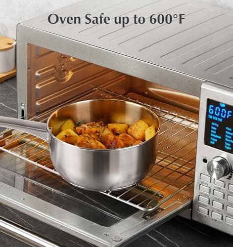 KOCH SYSTEME CS Stainless Steel Saucepan Set, 1QT & 2QT & 3QT Sauce Pan, Premium 18/10 Steel Sauce Pan Set, Induction Saucepans, Stainless Steel Pot Set 6 Piece, Easy to Clean, Oven Safe 6