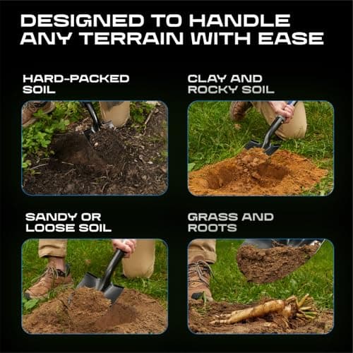 CKG Small Shovel Carbon 28 Inches Lightweight Camping Portable Shovel Ideal for Digging, Small Garden Shovel with D Handle Round Point Blade Camp Shovel 5