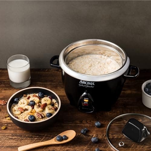 Aroma Housewares Select Stainless Rice Cooker & Warmer with Uncoated Inner Pot, 3-Cup(uncooked)/6-Cup(cooked)/ 1.2Qt, ARC-753SGB, Black 7