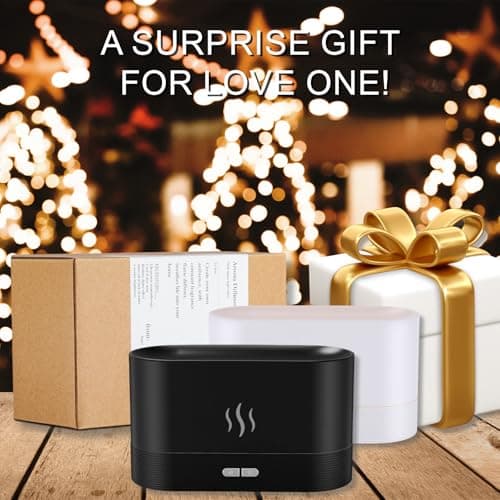 PIZAY Essential Oil Diffuser, Flame Air Humidifier with Fire Led Light - 2 Rightness, 180mL Capacity (8 Hours), Auto-Off Protection Air Diffuser for Home Bedroom Office Gifts(Black) 6