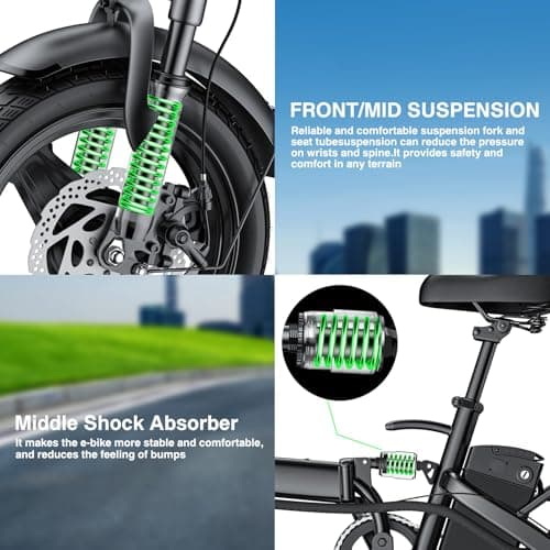 Electric Bike for Adults Teens, Folding E-Bike,Commuter City Foldable ebike with 560W Motor 48V 10Ah Battery, 24MPH 3-Level Pedal Assist, Dual Disc Brakes,14" Compact Electric Bicycle with Pedals 6