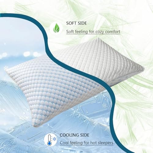 Mooppom Cooling Pillows for Sleeping, Shredded Memory Foam Cooling Pillow for Hot Sleepers, Adjustable Cool Bed Pillows for Side Back Stomach Sleepers(Queen) 7