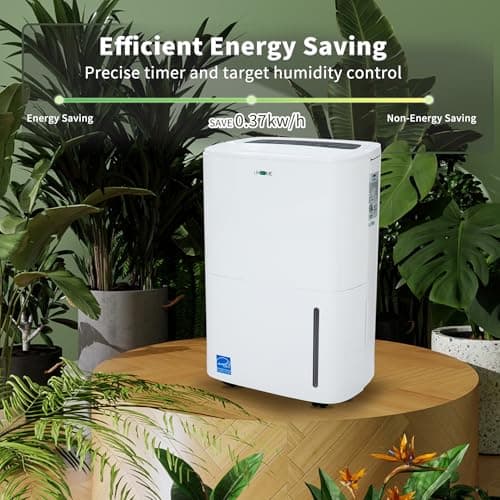 Uhome 120 Pints Dehumidifier with Drain Hose - 6000 Sq. Ft Quiet Dehumidifier for Home, Basements, Storages and Large Rooms with 1.32Gallon Water Tank 5