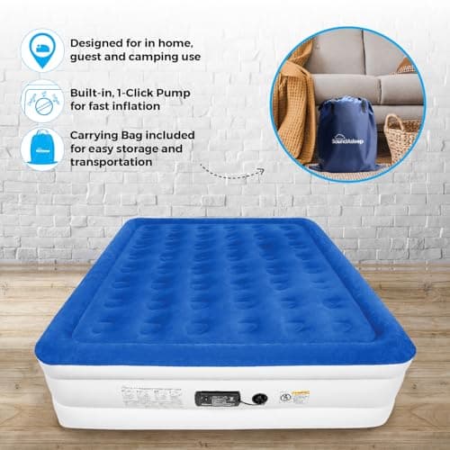 SoundAsleep Products Dream Series Luxury Air Mattress, ComfortCoil Technology, Built-in High Capacity Pump for Home, Camping- Double Height, Adjustable, Inflatable Blow Up, Portable (King Size) 7
