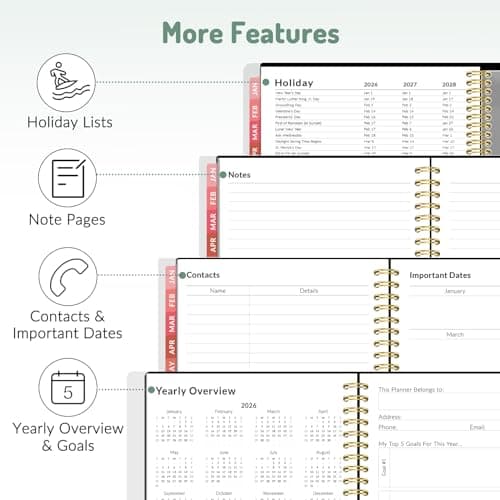 2026 Planner, Forvencer Calendar Planner Weekly and Monthly (Jan 2026-Dec 2026), 8.5" X 11", Agenda Book, Daily Journal Notebook with Tabs, Flexible Cover, Home School Organizer, A4, Pink 5