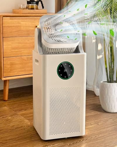YOKEKON Humidifier and Air Purifier in One,Air Purifier and Humidifier Combo with Oscillating Fan, Evaporative Large Room Bedroom, Sleep Mode, Timer, Baby Adults Office,White, 4L
