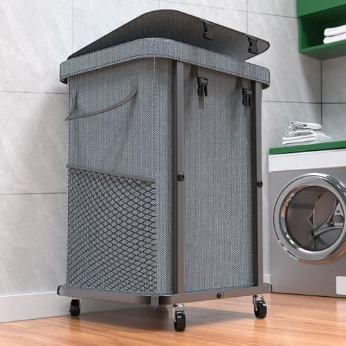 40 Gal(150L) High Grade Large Laundry Basket with Wheels, Rolling Laundry Hamper, Laundry Cart with Metal Frame and Removable Bag Design, Suitable for Laundry Room, Bedroom