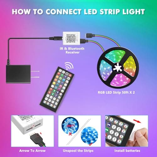 Nexillumi Led Lights for Bedroom 100ft Music Sync Color Changing Led Strip Lights Smart with Remote and App Control Built-in Mic for Party Home Room Decor Luces LED para Cuarto 5