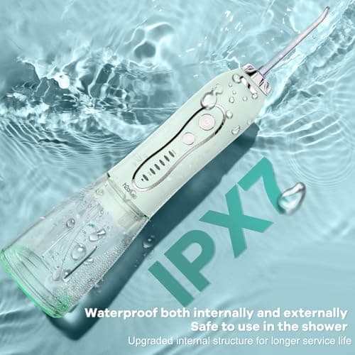 H2ofloss Water Dental Flosser Teeth Pick: Portable Cordless Oral Irrigator with 5 Modes, 300ML Rechargeable Travel Irrigation Cleaner IPX7 Waterproof Electric Flossing Machine for Teeth Cleaning Green 5