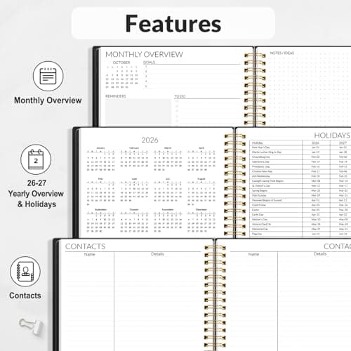 SUNEE 2026-2027 Planner - 24 Months (Jan 2026 - Dec 2027) - 7"x10" Monthly Spreads & Yearly Planner, Black 5