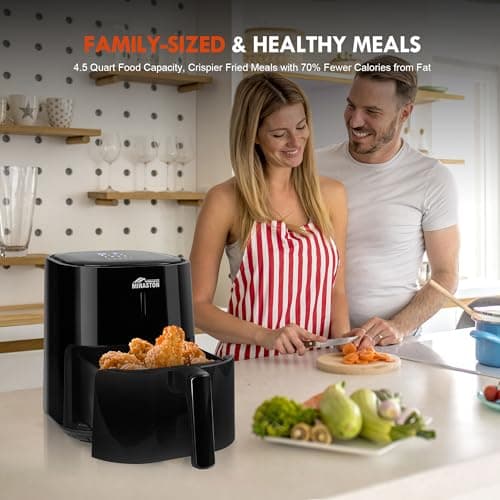 MIRASTON 4.5QT Air Fryer, Compact Digital Touch Control Easy Cooking & Reheat, Countertop Air Fryers for Kitchen, Veggies, Frozen Food, Nonstick Square Basket Dishwasher-Safe, for 1-3 People 7