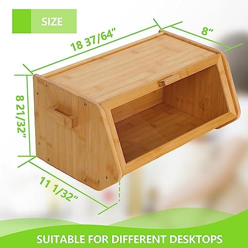 AMBIRD Bamboo Bread Box keep The Bread Fresh For Kitchen Counter-Large Capacity Wooden Bread Storage Container Farmhouse Bread Box with Window Bread Holder 3